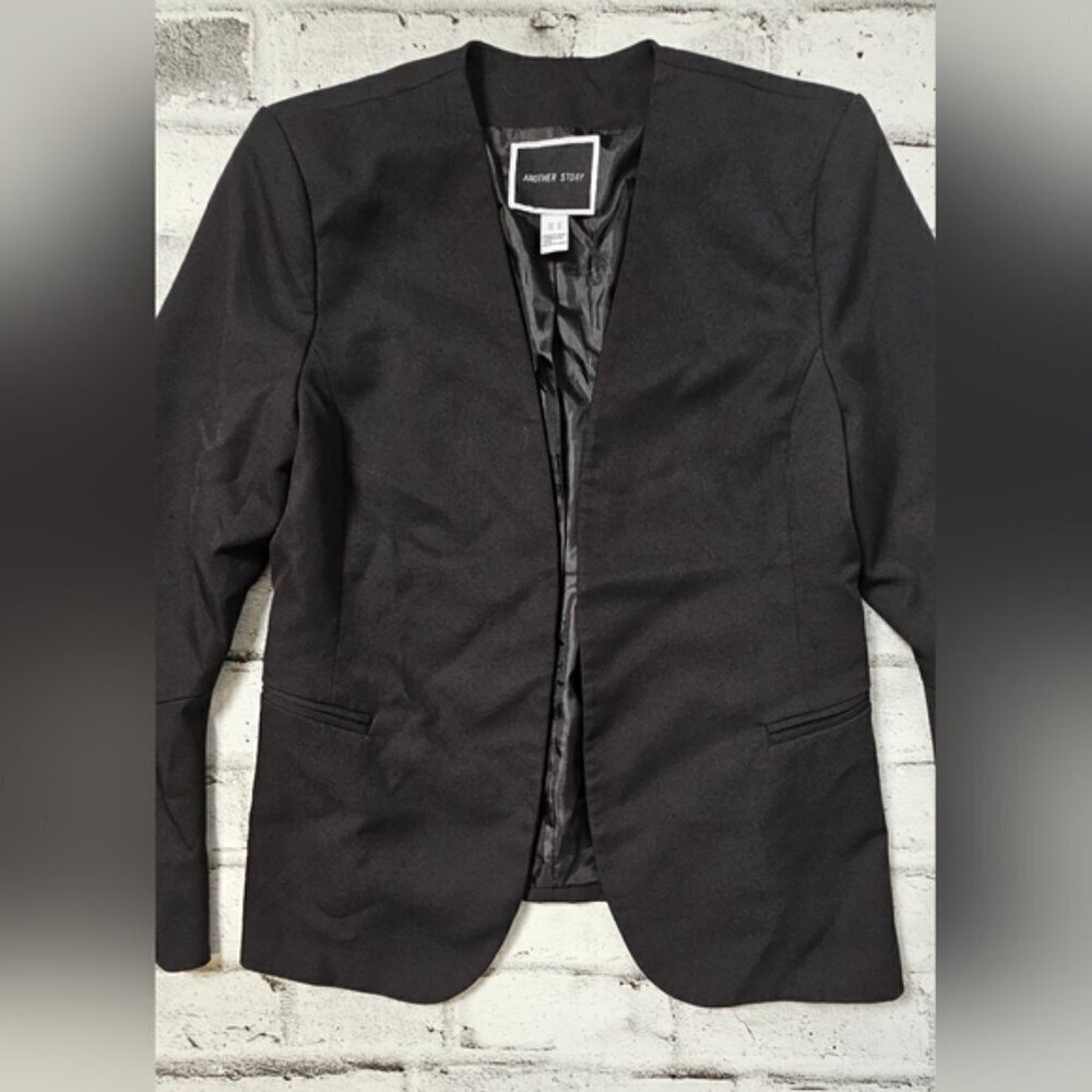 Another Story Black Open Front Bell Sleeve Blazer Medium Business Casual - Picture 6 of 9